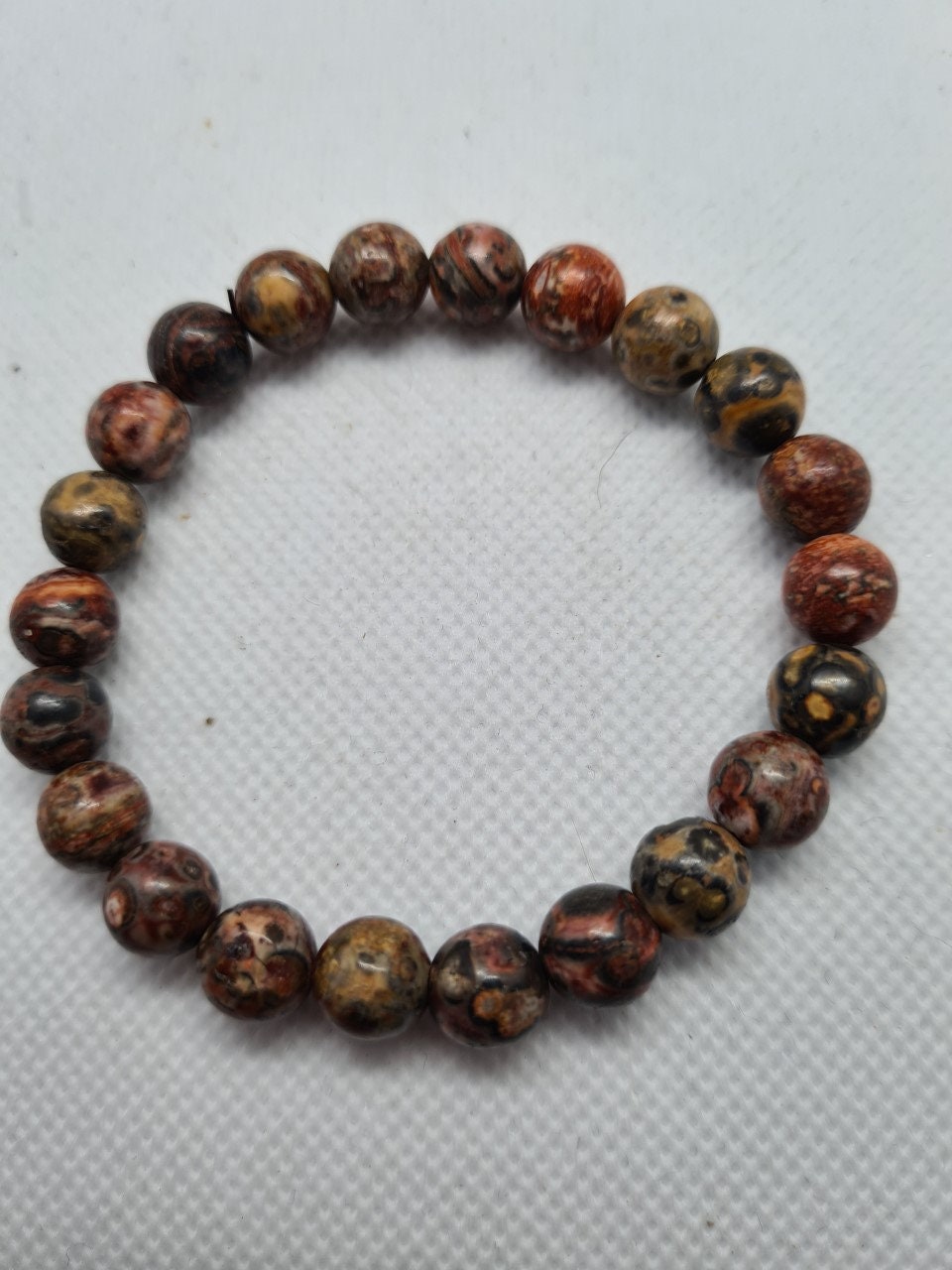 Lovely Leopard Skin Jasper 8mm Beaded Gemstone Bracelet