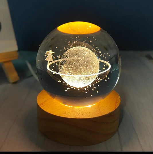 Starry Walk Engraved 60mm Orb with light stand, Planet Sphere, Planet Crystal Ball.