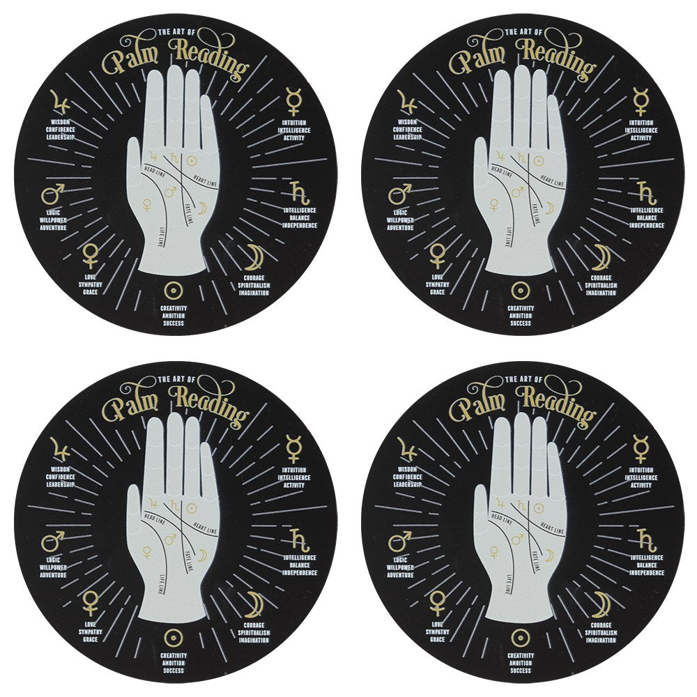 Palm Reading Coaster Set, Gothic Coaster Set, Birthday gift, Mystical gift