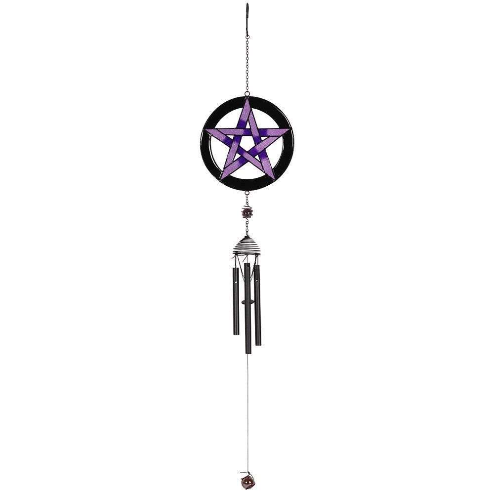 Purple Pentagram Windchime, alternative gift, mystical gift,